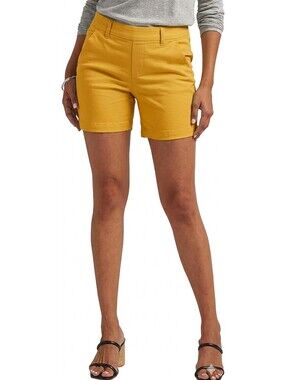 Jag Jeans Maddie Women's Mid-Rise Yellow Cotton Casual Bermuda Shorts Sz 8